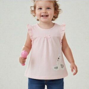 Carters Child of Mine Pink Ruffle Swan Sleeves Top size 24M